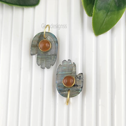 Gold Vermeil Hamsa Hand Pendant with Healing Gemstone Spiritual Jewelry Gift For Her- Selling Per Piece