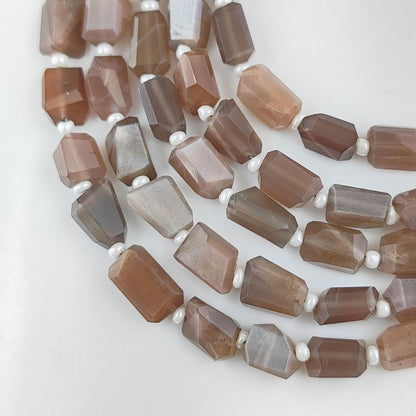 Genuine Chocolate Moonstone Faceted Nugget Beads 5-12mm Unique Gemstones for Jewelry & Crafting