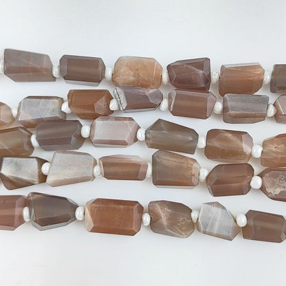 Genuine Chocolate Moonstone Faceted Nugget Beads 5-12mm Unique Gemstones for Jewelry & Crafting