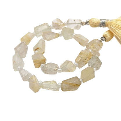 Genuine Golden Rutile Quartz Nugget Beads Faceted 5-12mm for DIY Jewelry & Beading