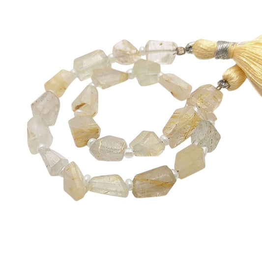 Genuine Golden Rutile Quartz Nugget Beads Faceted 5-12mm for DIY Jewelry & Beading