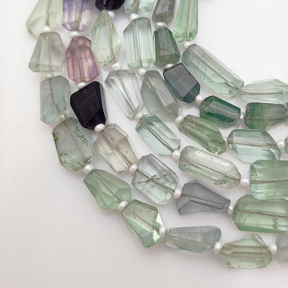 Genuine Multi Fluorite Nugget Beads Faceted 5-12mm Multi-Hued Gemstones for DIY Jewelry & Beading