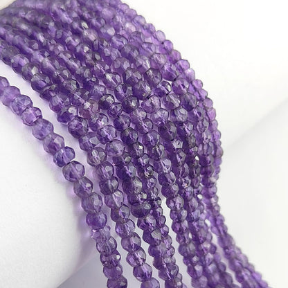 Deep Purple Amethyst Faceted Rondelle Beads – 3mm Size for Dainty Creations