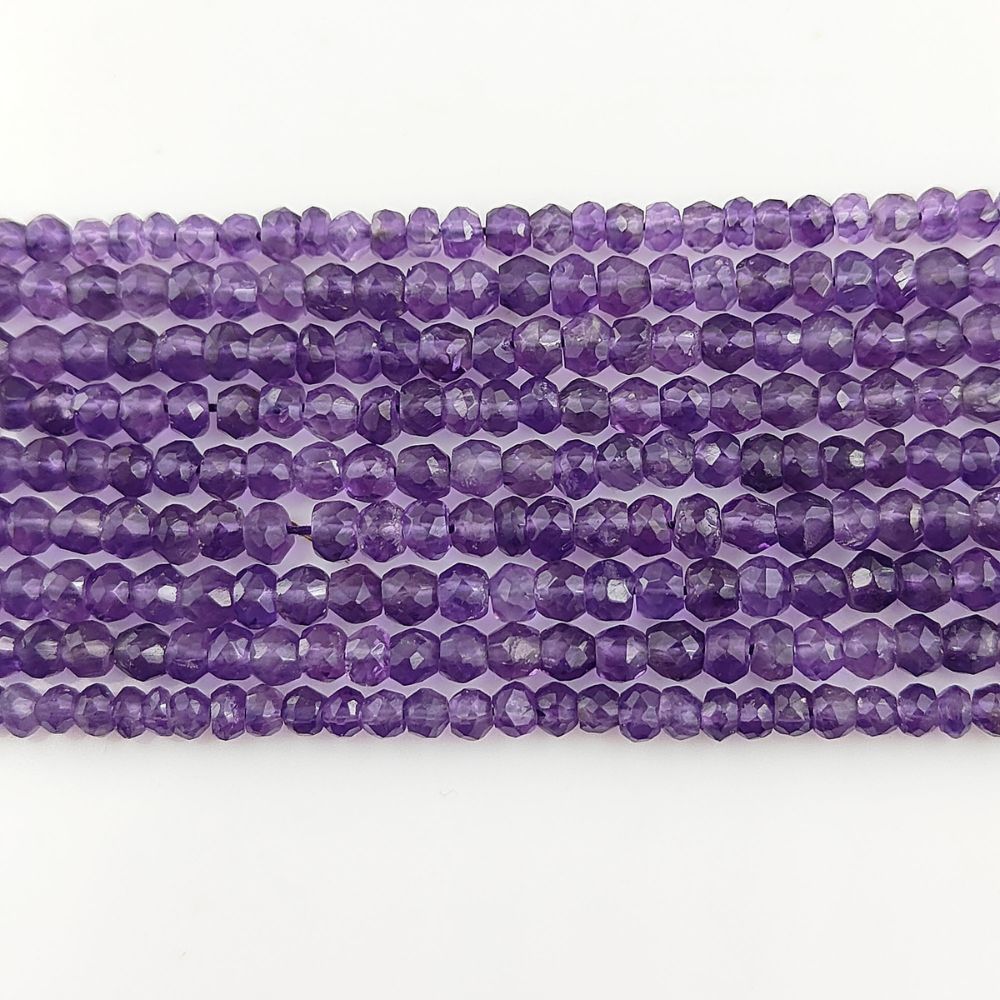 Natural Amethyst Faceted Rondelle Beads – 3mm Gemstones for Elegant Jewelry Designs