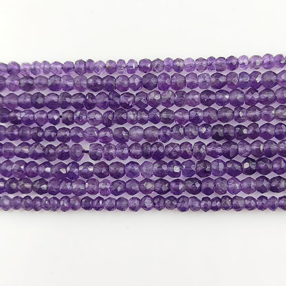 Natural Amethyst Faceted Rondelle Beads – 3mm Gemstones for Elegant Jewelry Designs