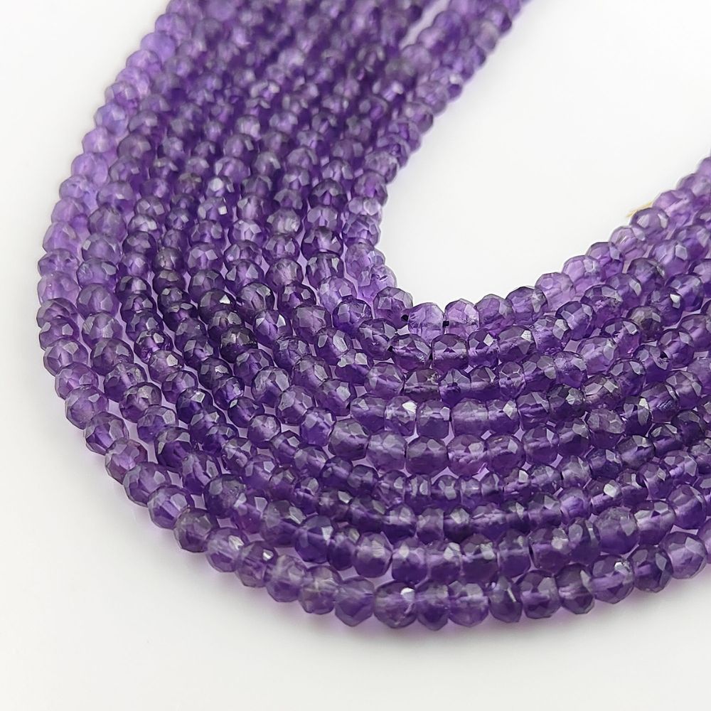 Amethyst 3mm Faceted Rondelle Gemstone Beads – Perfect for Handmade Jewelry