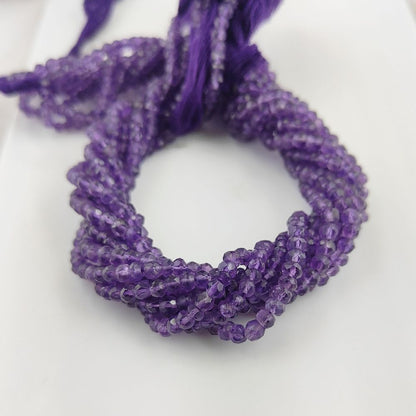 Genuine Amethyst 3mm Faceted Rondelle Gemstone Beads