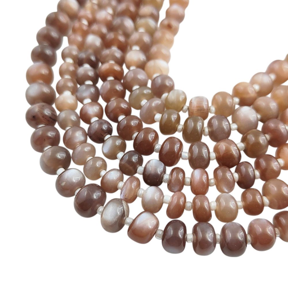 Genuine Chocolate Moonstone Rondelle Beads – Handmade & Unique