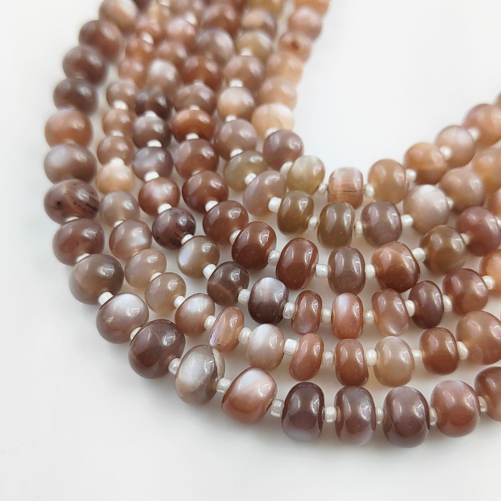Genuine Chocolate Moonstone Handmade Rondelle Beads