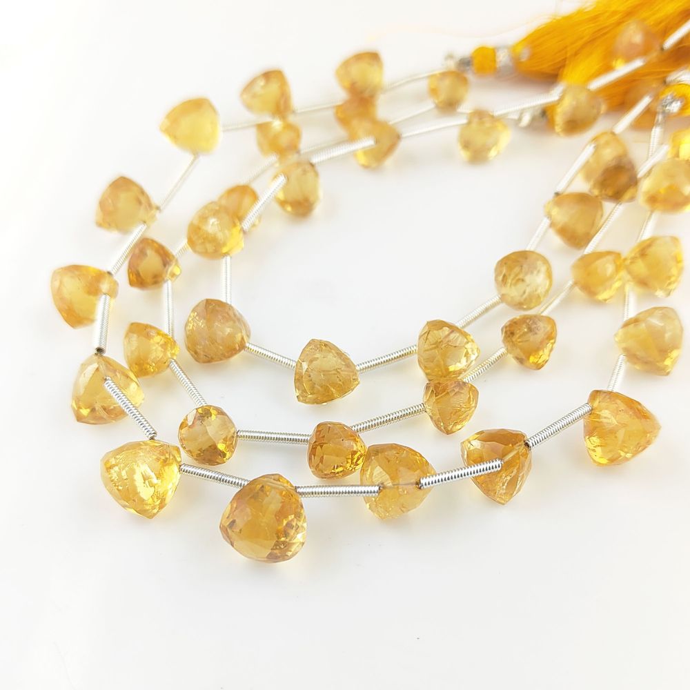 Golden Citrine Faceted Beads – Trillion Cut Gemstone Beads for Jewelry Designers
