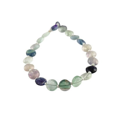 Genuine Fluorite Coin Shape Gemstone Beads for Bracelet & Earrings