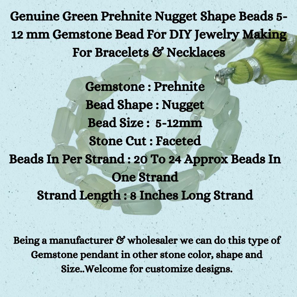 Genuine Green Prehnite Nugget Shape Beads 5-12 mm Gemstone Bead For DIY Jewelry Making For Bracelets & Necklaces