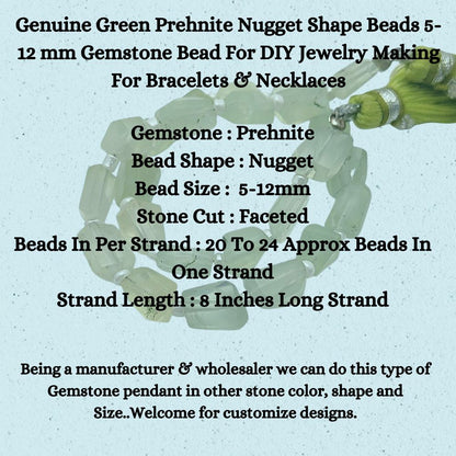 Genuine Green Prehnite Nugget Shape Beads 5-12 mm Gemstone Bead For DIY Jewelry Making For Bracelets & Necklaces