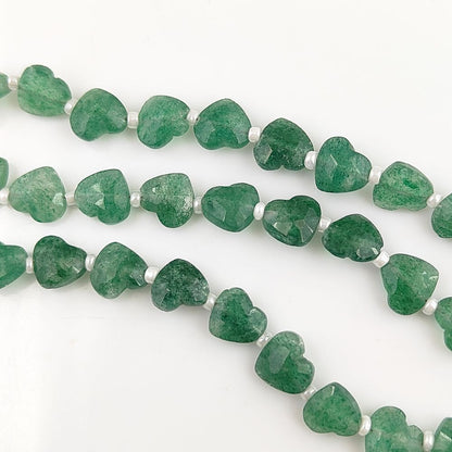 Genuine Green Strawberry Quartz Heart Beads Faceted 8-9mm Stones for DIY Jewelry & Crafting