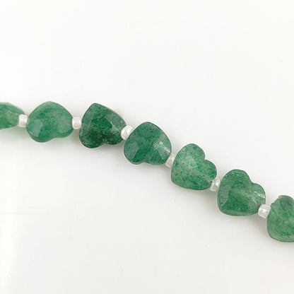 Genuine Green Strawberry Quartz Heart Beads Faceted 8-9mm Stones for DIY Jewelry & Crafting