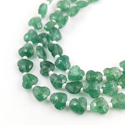 Genuine Green Strawberry Quartz Heart Beads Faceted 8-9mm Stones for DIY Jewelry & Crafting