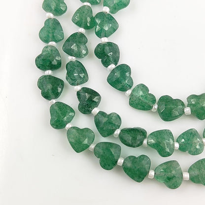 Genuine Green Strawberry Quartz Heart Beads Faceted 8-9mm Stones for DIY Jewelry & Crafting