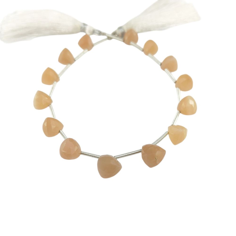 Genuine Peach Moonstone Trillion Faceted Beads – Natural Gemstones for Jewelry Making