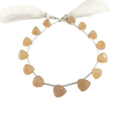 Genuine Peach Moonstone Trillion Faceted Beads – Natural Gemstones for Jewelry Making