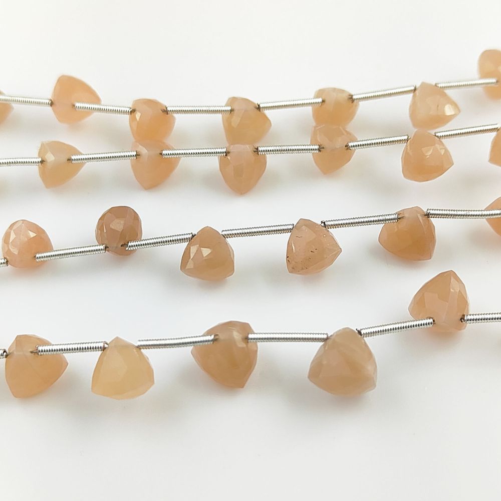 Peach Moonstone Trillion Shape Beads – High-Quality Faceted Gemstones