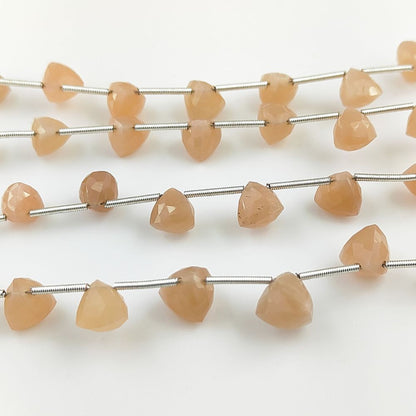 Peach Moonstone Trillion Shape Beads – High-Quality Faceted Gemstones