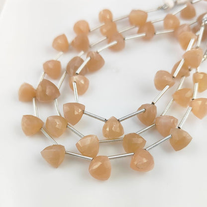 Genuine Peach Moonstone Trillion Faceted Beads for Jewelry Making