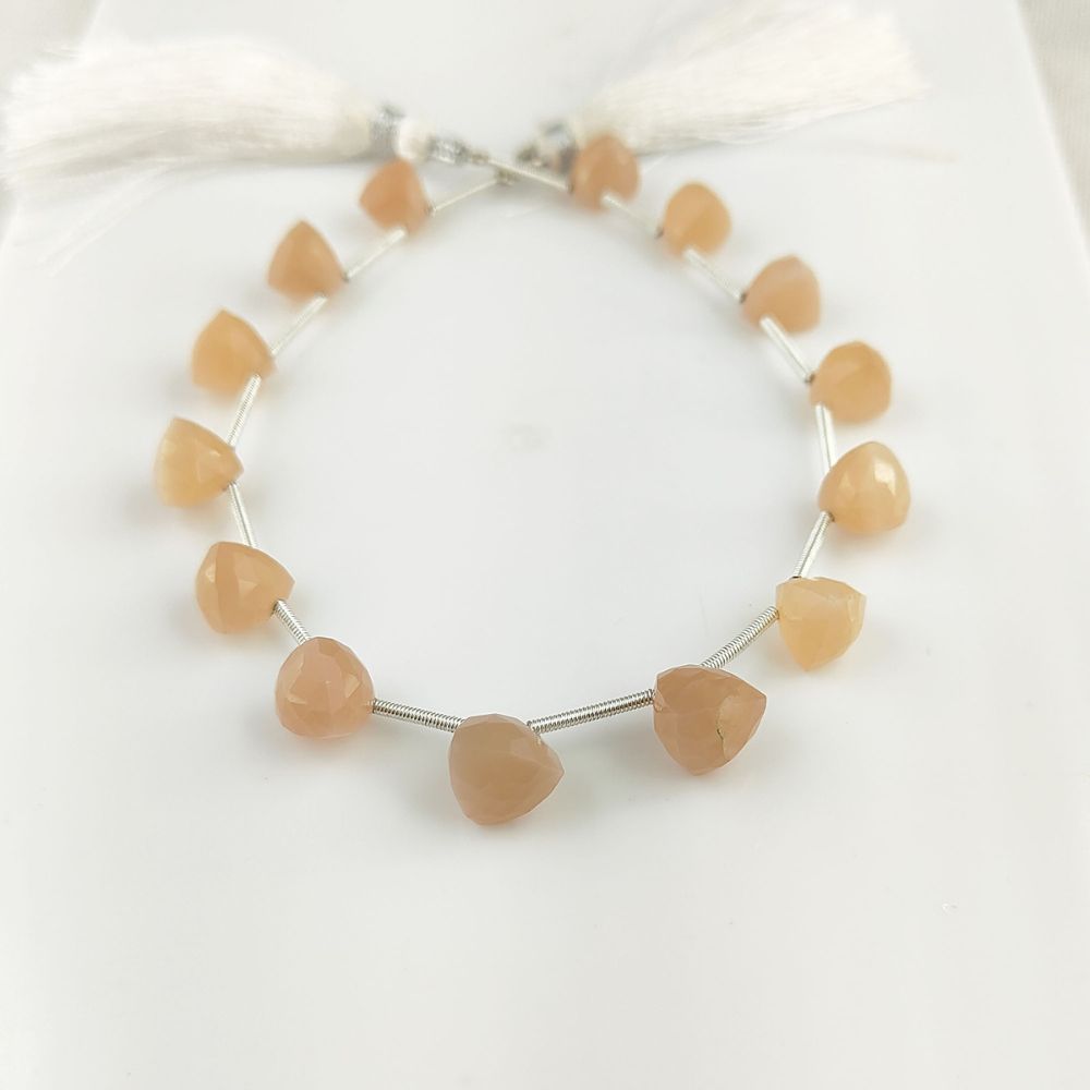 AAA Peach Moonstone Trillion Cut Beads – Faceted Gemstones for DIY Jewelry