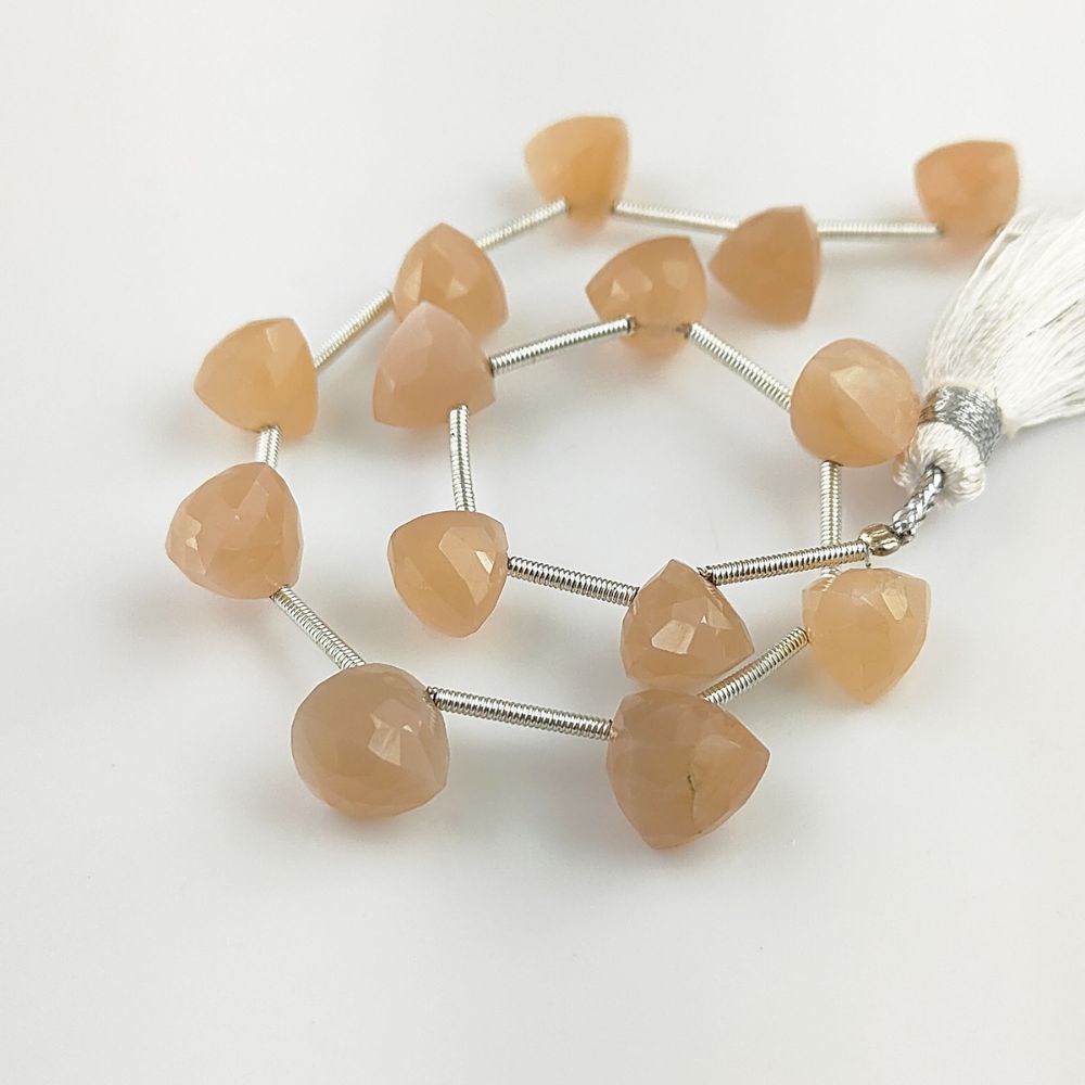 Elegant Peach Moonstone Faceted Beads – Trillion Cut for Handmade Jewelry