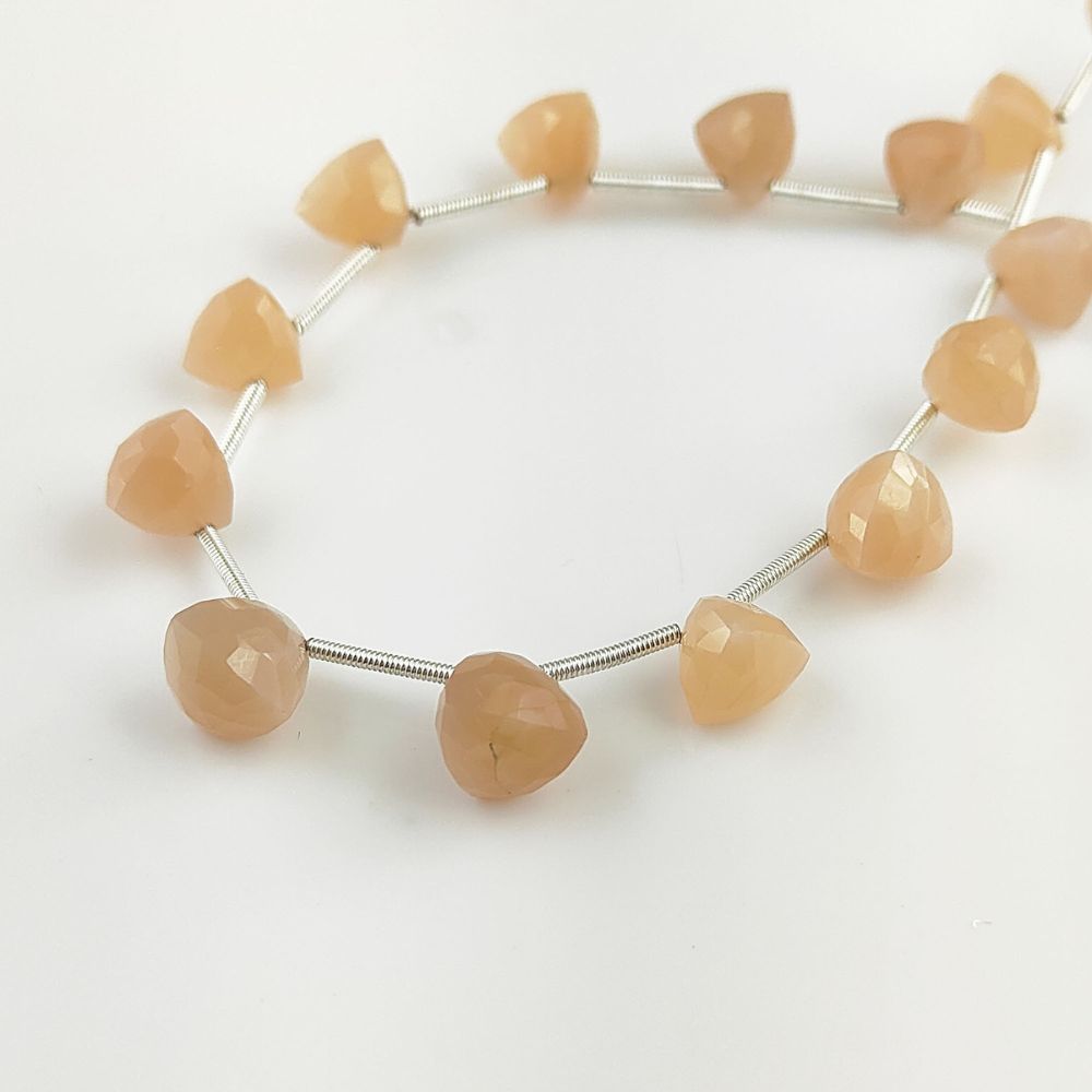 Natural Peach Moonstone Beads – Trillion Cut Faceted Loose Gemstones