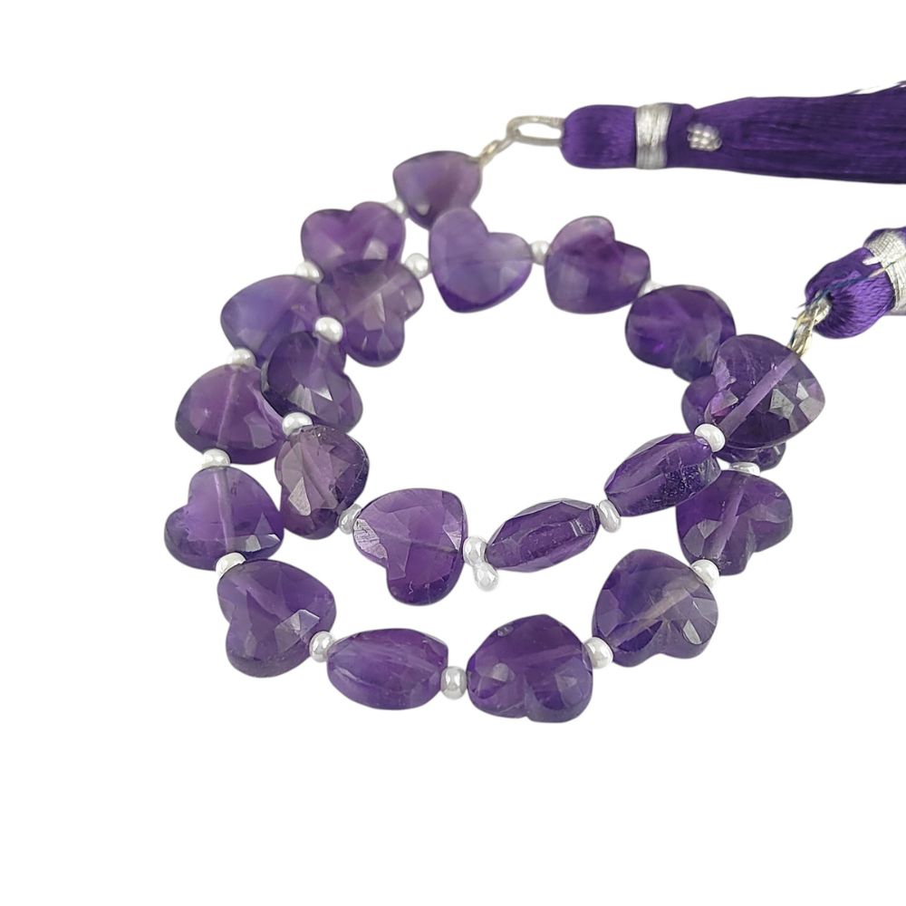 Genuine Purple Amethyst Heart Beads