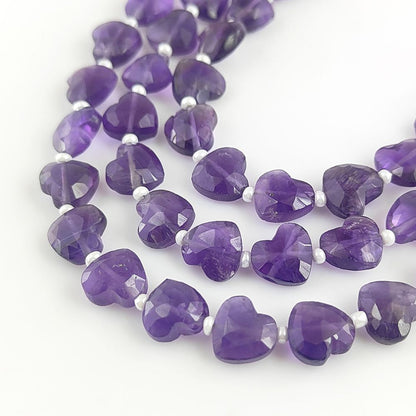 Genuine Purple Amethyst Heart Shape Gemstone Beads Faceted 8-9mm Stones for DIY Jewelry & Crafting