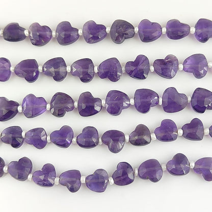 Genuine Purple Amethyst Heart Shape Gemstone Beads Faceted 8-9mm Stones for DIY Jewelry & Crafting