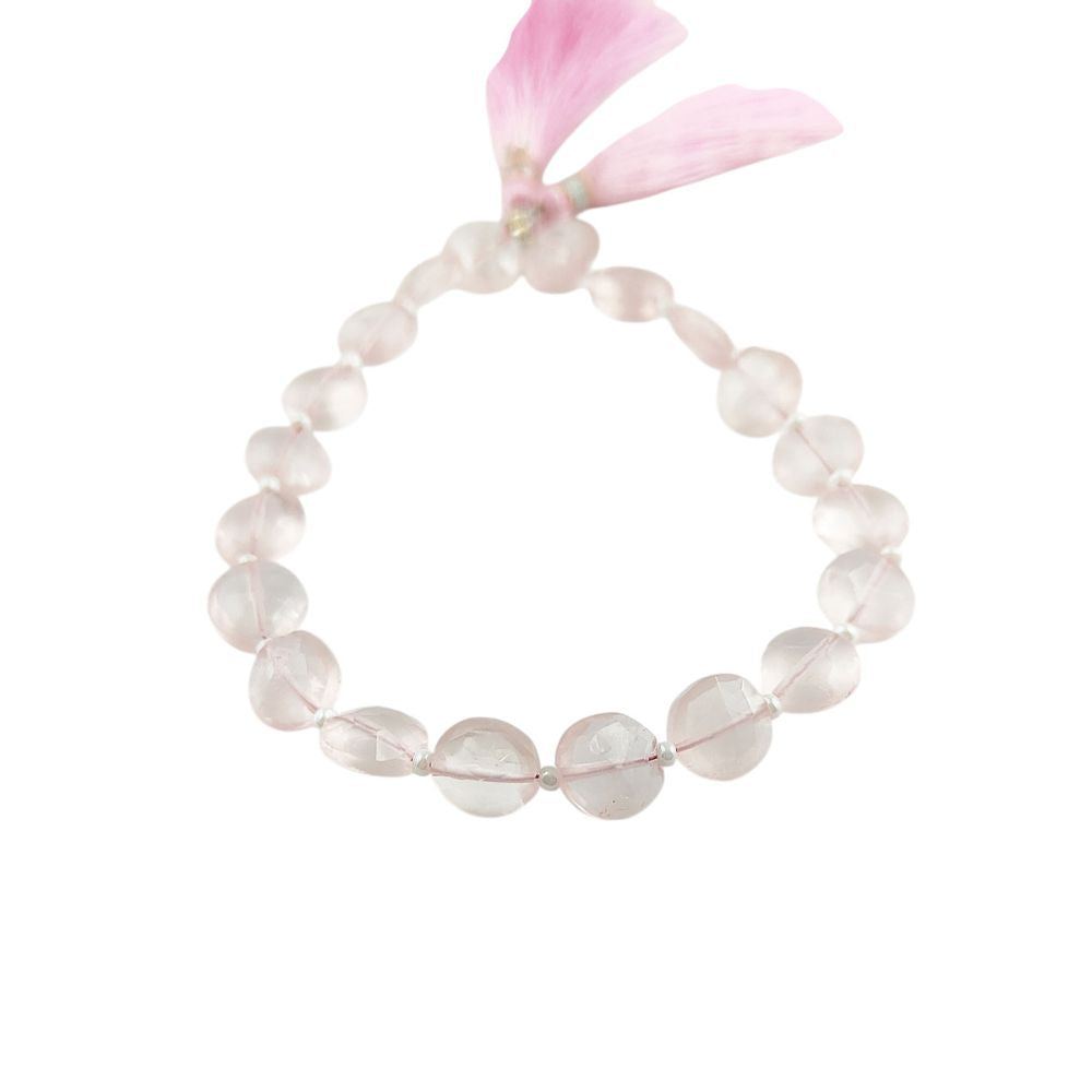 Genuine Rose Quartz Coin Shape Beads