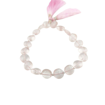 Genuine Rose Quartz Coin Shape Beads