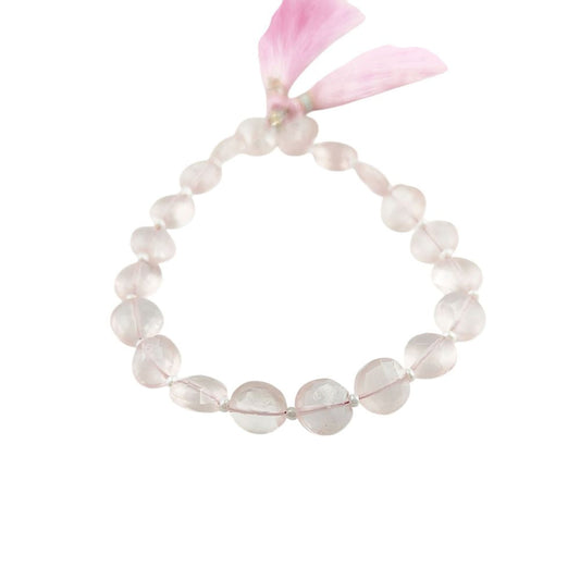 Genuine Rose Quartz Coin Shape Beads