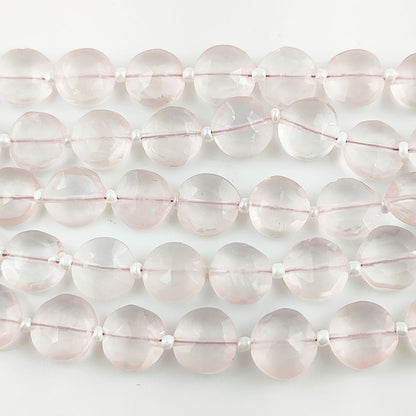 Genuine Rose Quartz Coin Shape Gemstone Beads