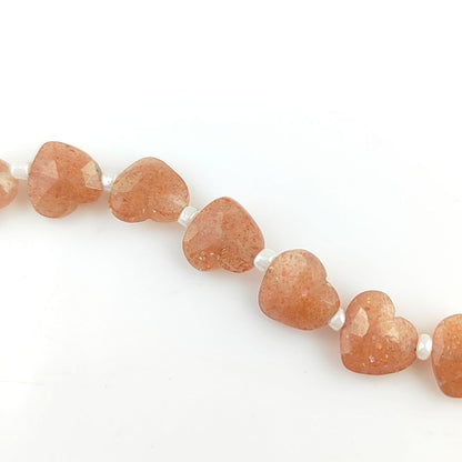 Genuine Sunstone Heart Shape Gemstone Beads Faceted 8-9mm Stones for DIY Jewelry & Crafting