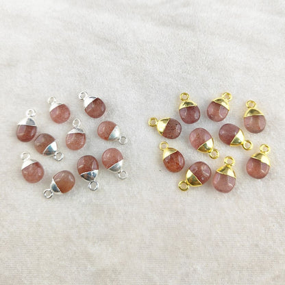 8–10mm Natural Pink Strawberry Quartz Healing Crystal Tumble Pendant Smooth Polished Birthstone Gemstone Charm for DIY Jewelry Making- Selling Per Piece