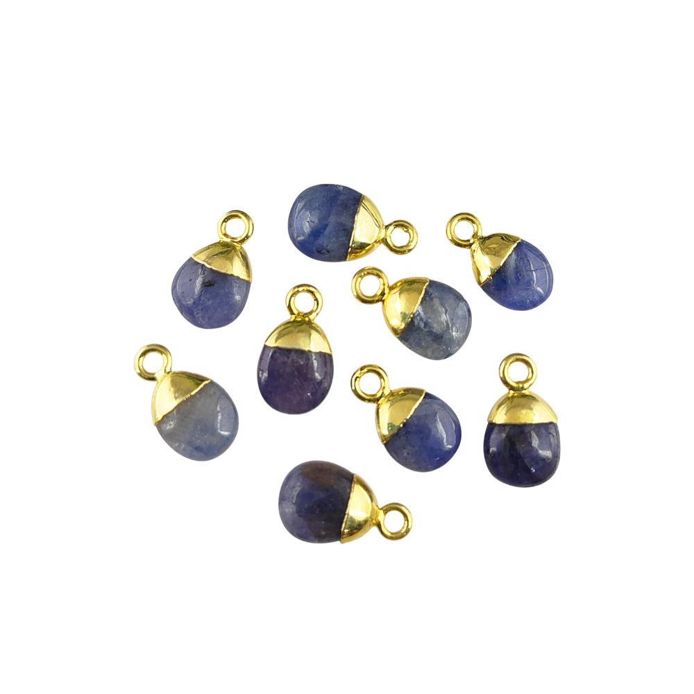 8–10mm Genuine Blue Sapphire Healing Crystal Tumble Pendant Smooth Polished September Birthstone Gemstone Charm- Selling Per Piece