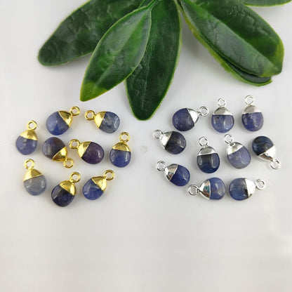 8–10mm Genuine Blue Sapphire Healing Crystal Tumble Pendant Smooth Polished September Birthstone Gemstone Charm- Selling Per Piece