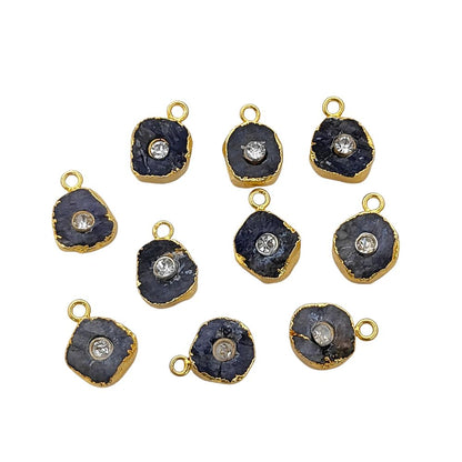 Gold Electroplated December Birthstone Jewelry Raw Tanzanite Gemstone Pendant with 3mm CZ- Selling Per Piece
