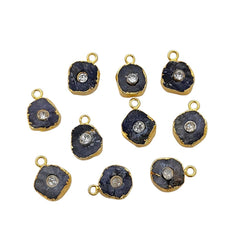 Gold Electroplated December Birthstone Jewelry Raw Tanzanite Gemstone Pendant with 3mm CZ- Selling Per Piece