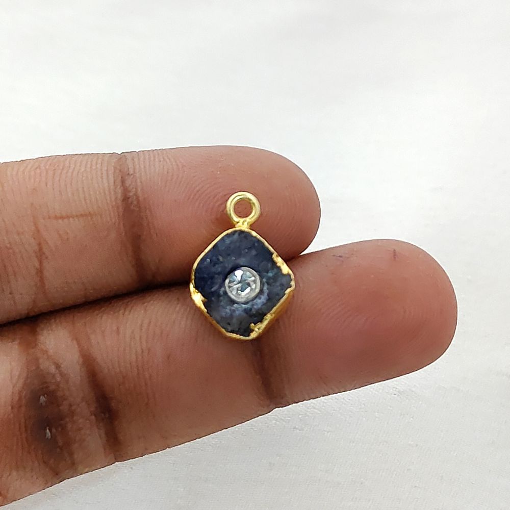 Gold Electroplated December Birthstone Jewelry Raw Tanzanite Gemstone Pendant with 3mm CZ- Selling Per Piece
