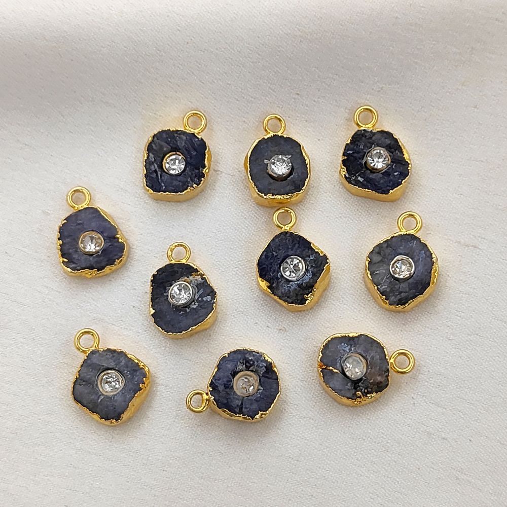 Gold Electroplated December Birthstone Jewelry Raw Tanzanite Gemstone Pendant with 3mm CZ- Selling Per Piece