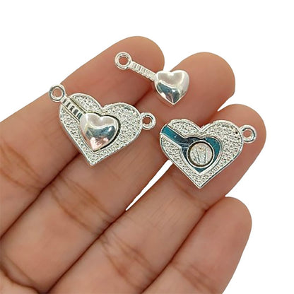 Gold Magnetic Heart Separable Clasp, Silver Love Bracelet Connector, DIY Jewelry Making Toggle Finding