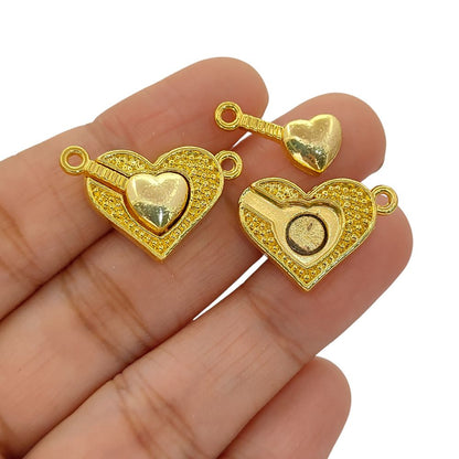 Gold Magnetic Heart Separable Clasp, Silver Love Bracelet Connector, DIY Jewelry Making Toggle Finding