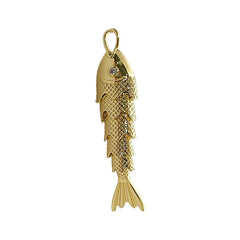 Gold Plated 3D Fish Pendant Charm, Ocean Inspired Necklace Jewelry for Women, Anti Tarnish Coastal Beach Handmade Gift