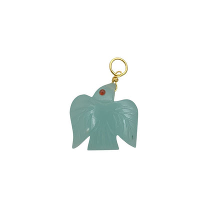 Gold Plated 925 Sterling Silver Flying Eagle Pendant Hand Carved Multi Gemstone Necklace Charm