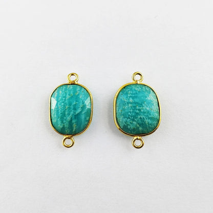 Handmade Amazonite Free Form Connector 12–15mm Gold Plated Gemstone Links for Jewelry Designers & DIY Projects- Selling Per Piece