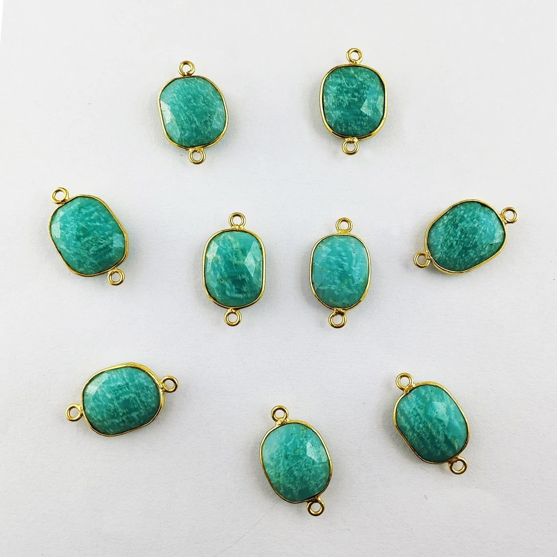 Handmade Amazonite Free Form Connector 12–15mm Gold Plated Gemstone Links for Jewelry Designers & DIY Projects- Selling Per Piece